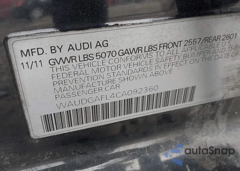 2012 Audi S4 3.0 Premium Plus z USA, uszkodzony, nr VIN WAUDGAFL4CA092360